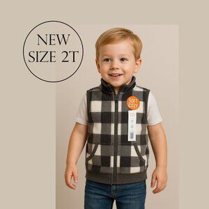 New Baby Boy's Boy Vest Plaid White Gray Size 2T 2 T New with tags